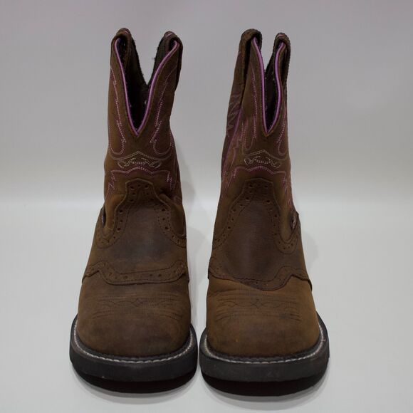 Justin Gypsy L9903 8” Brown Purple Leather Embroidered Western Boots Women's 8B - Picture 11 of 15